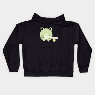 Kawaii Frog Loves Softball Kids Hoodie